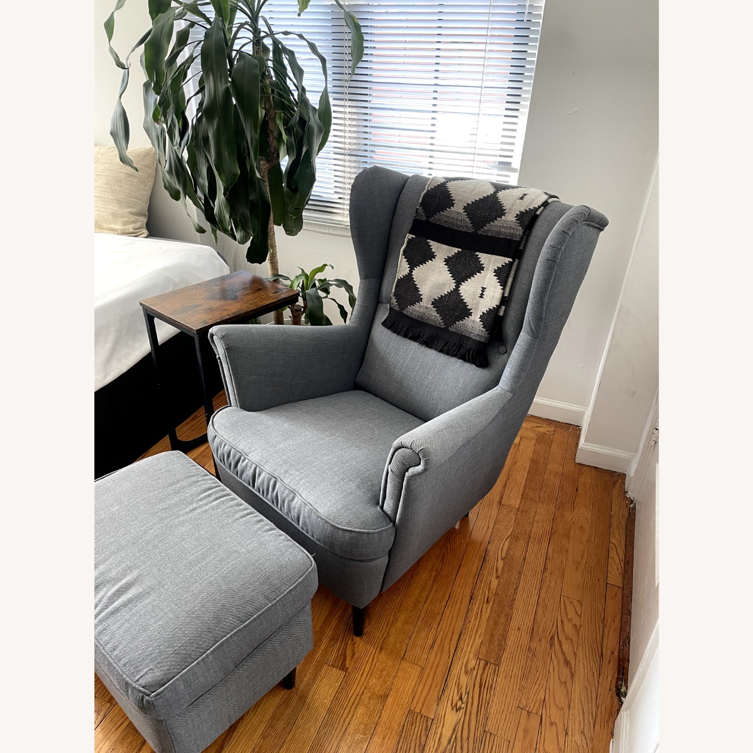 IKEA STRANDMON Armchair and Ottoman - image-3