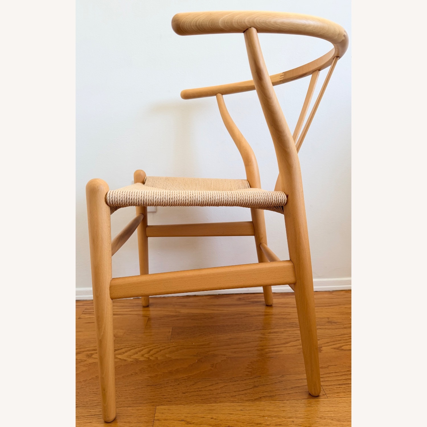 Oiled Oak Wishbone Accent Chair - image-3