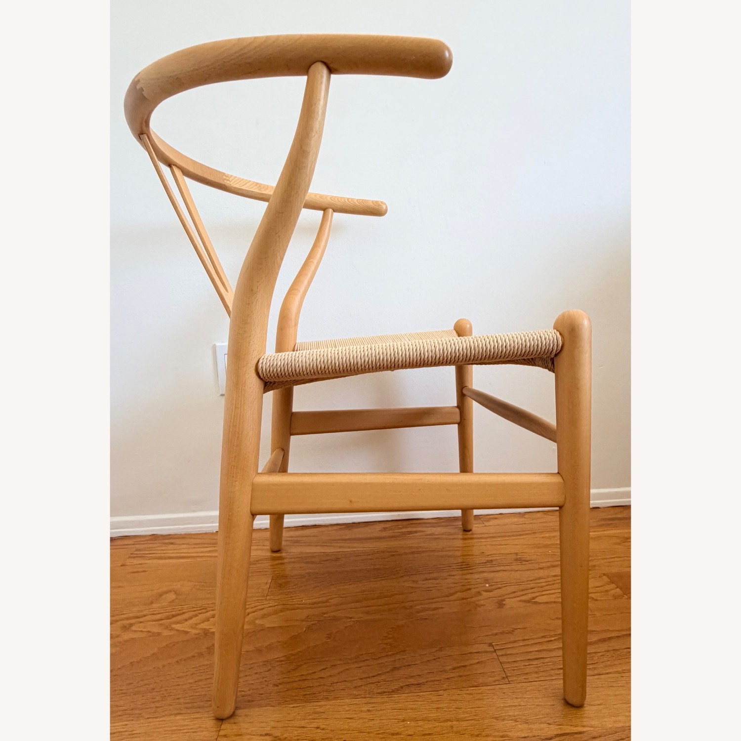 Oiled Oak Wishbone Accent Chair - image-2