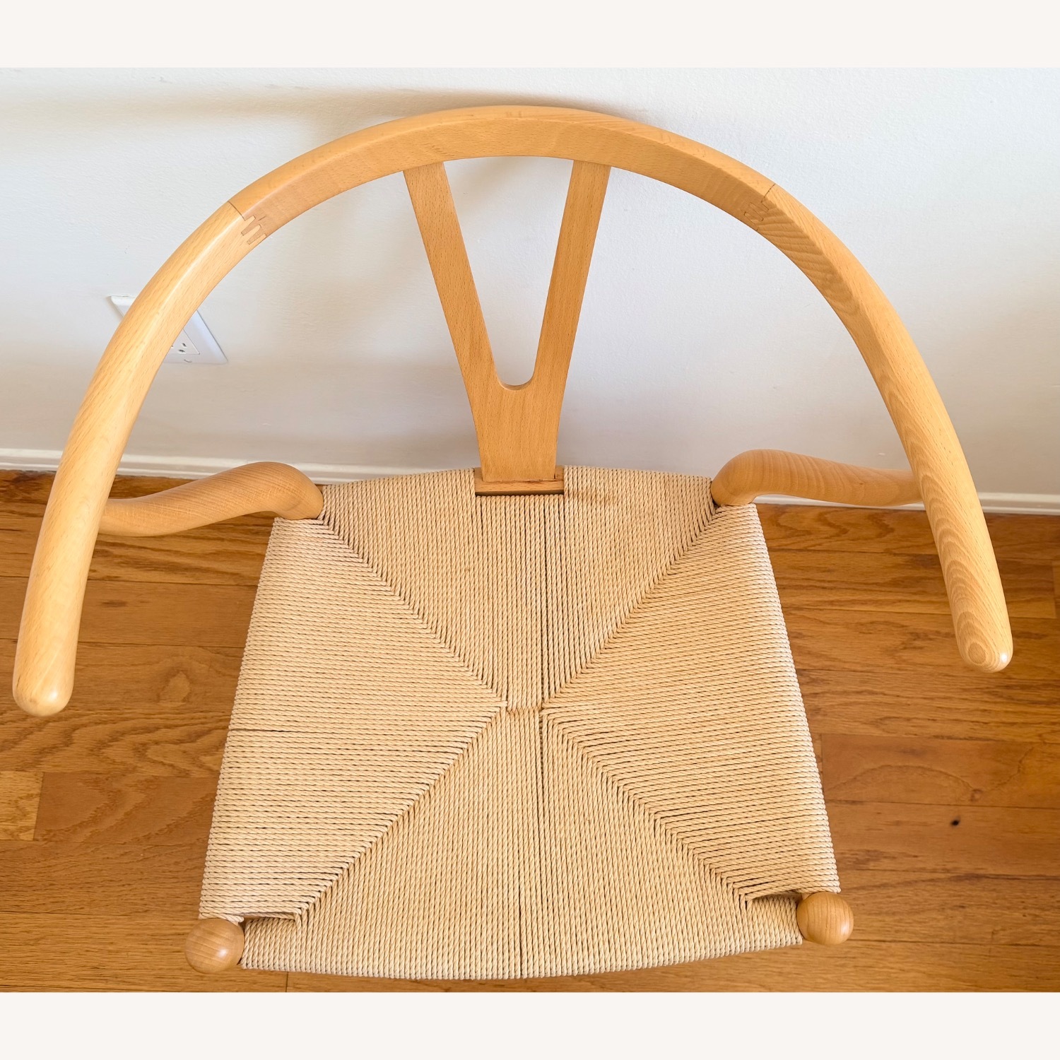 Oiled Oak Wishbone Accent Chair - image-4