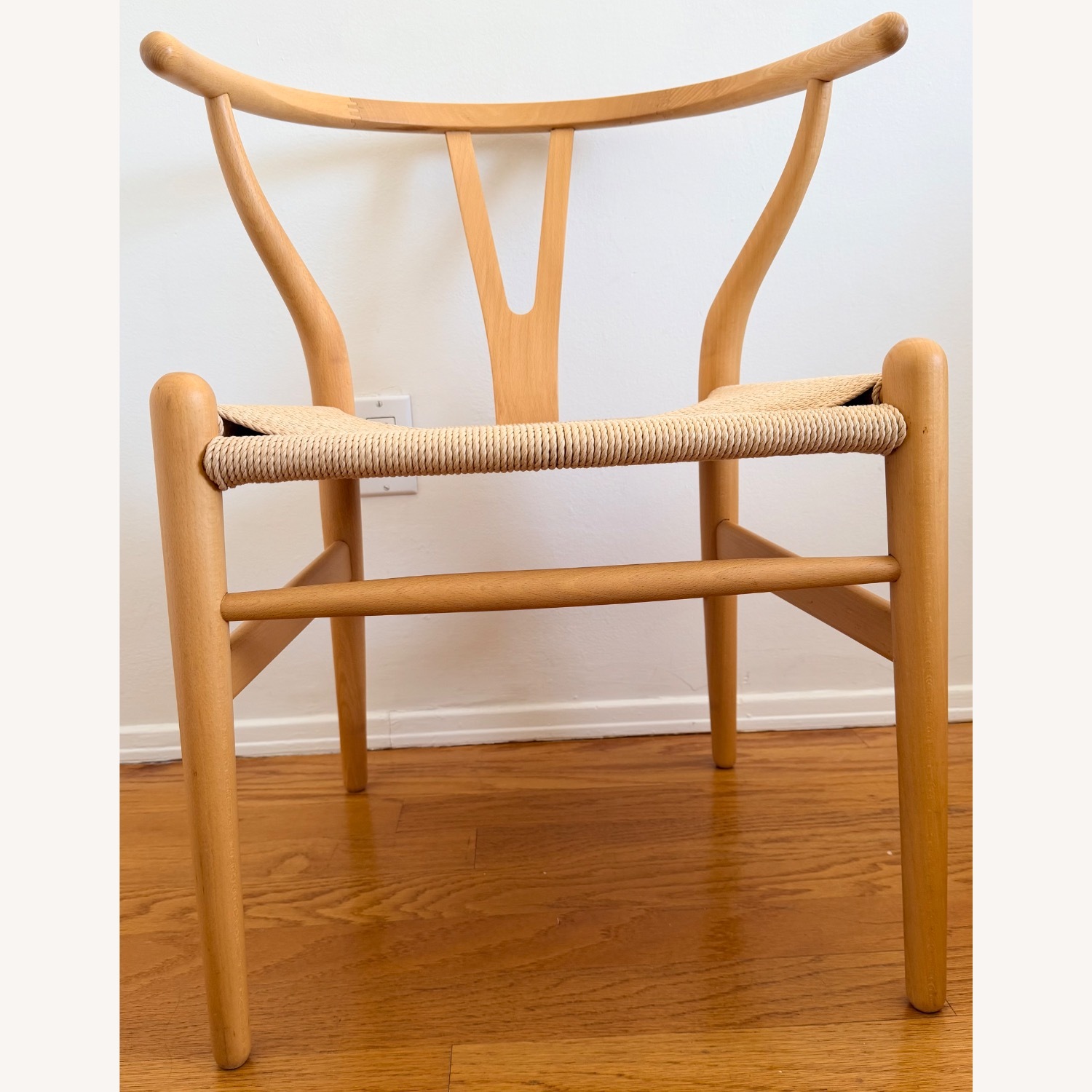 Oiled Oak Wishbone Accent Chair - image-1