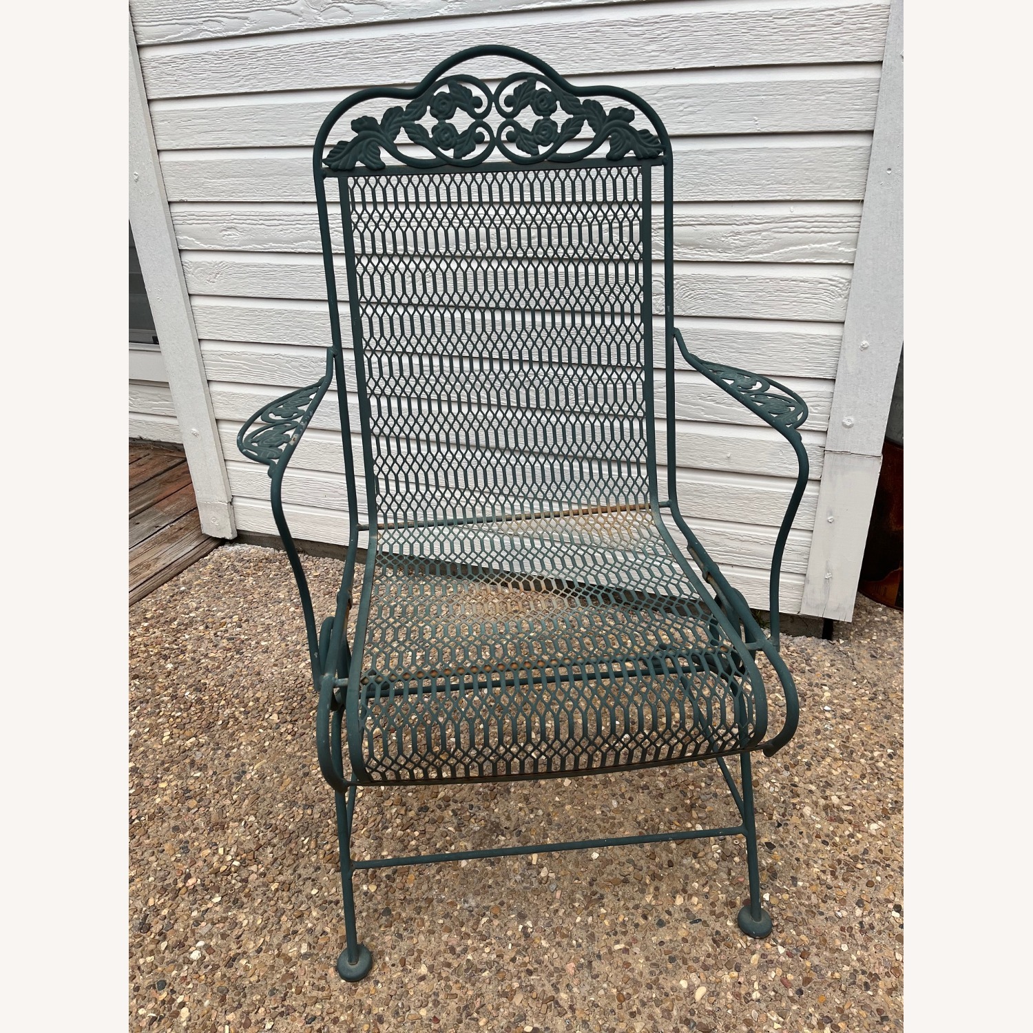 Vintage Wrought Iron Outdoor Lounge Chair - image-1