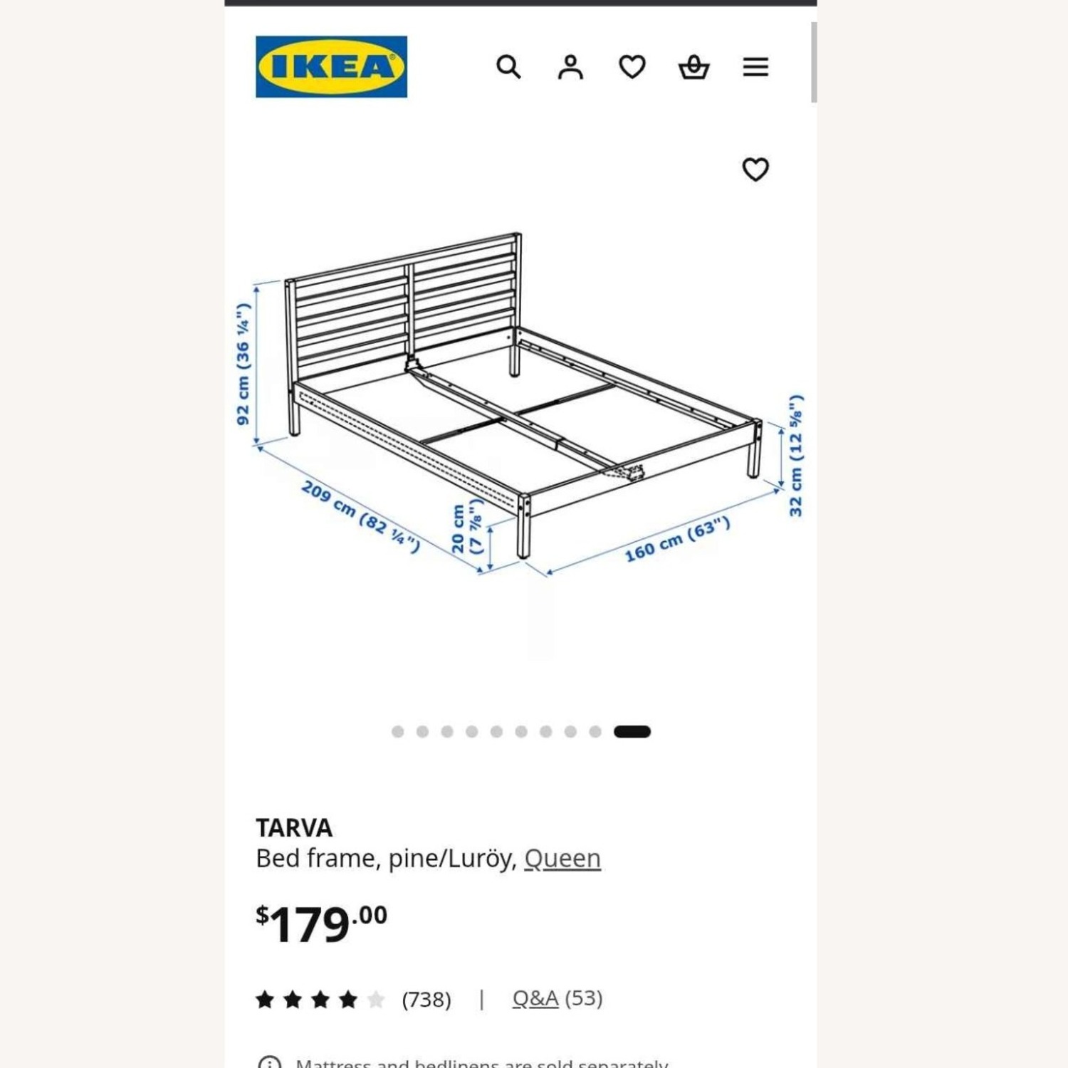 IKEA Tarva Wood Queen Bed - image-2