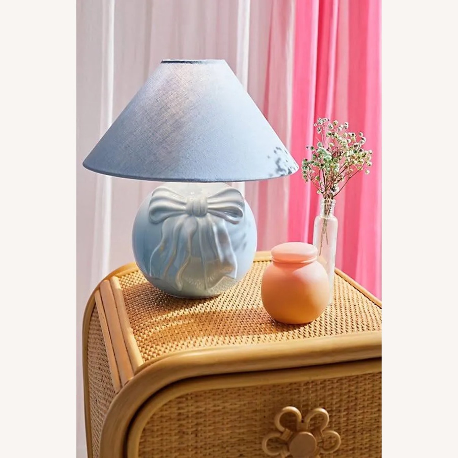 Urban Outfitters Bow Blue Ceramic Table Lamp - image-2