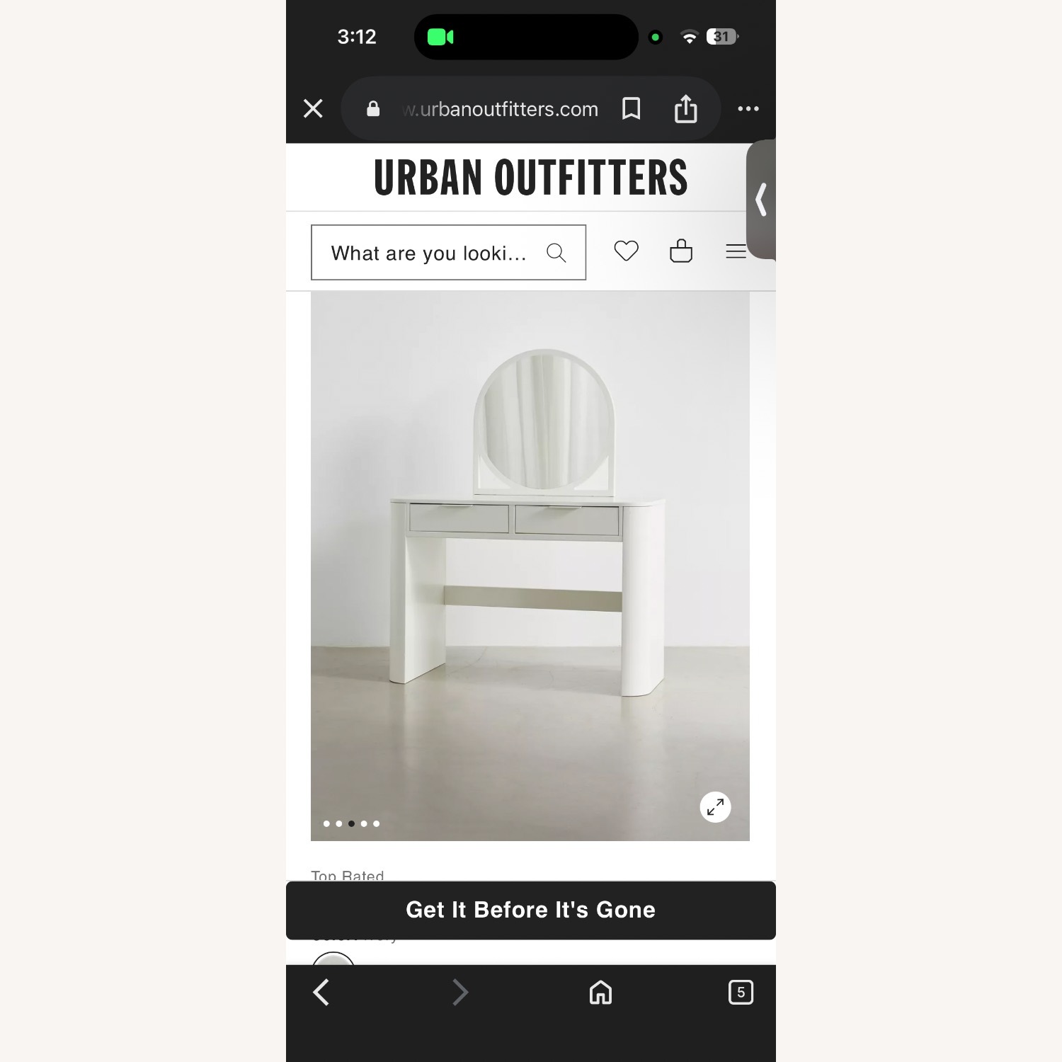 Urban Outfitters White Kane Mirror Vanity - image-1