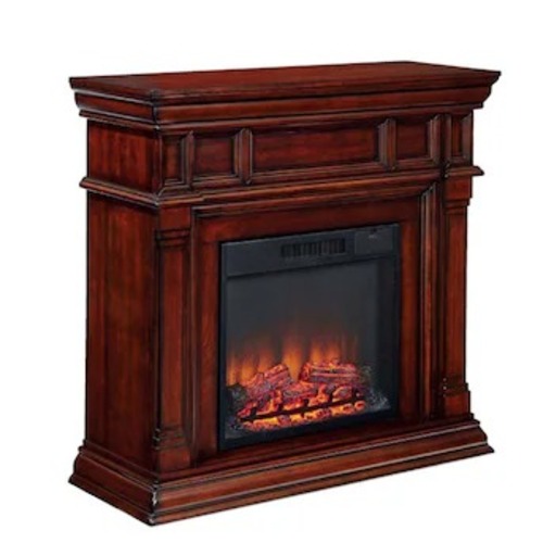 Used Cherry Wood Corner Fan-Forced Electric Fireplace for sale on AptDeco