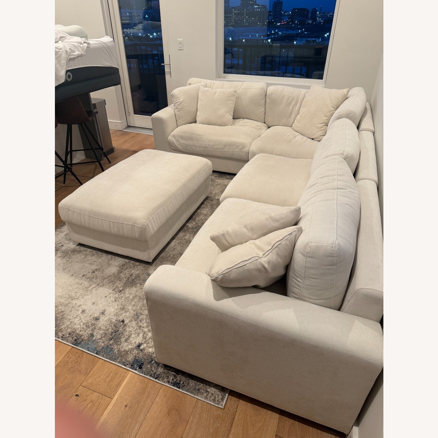 Wayfair Eugenija 4pc Sectional + Ottoman (White) - image-2