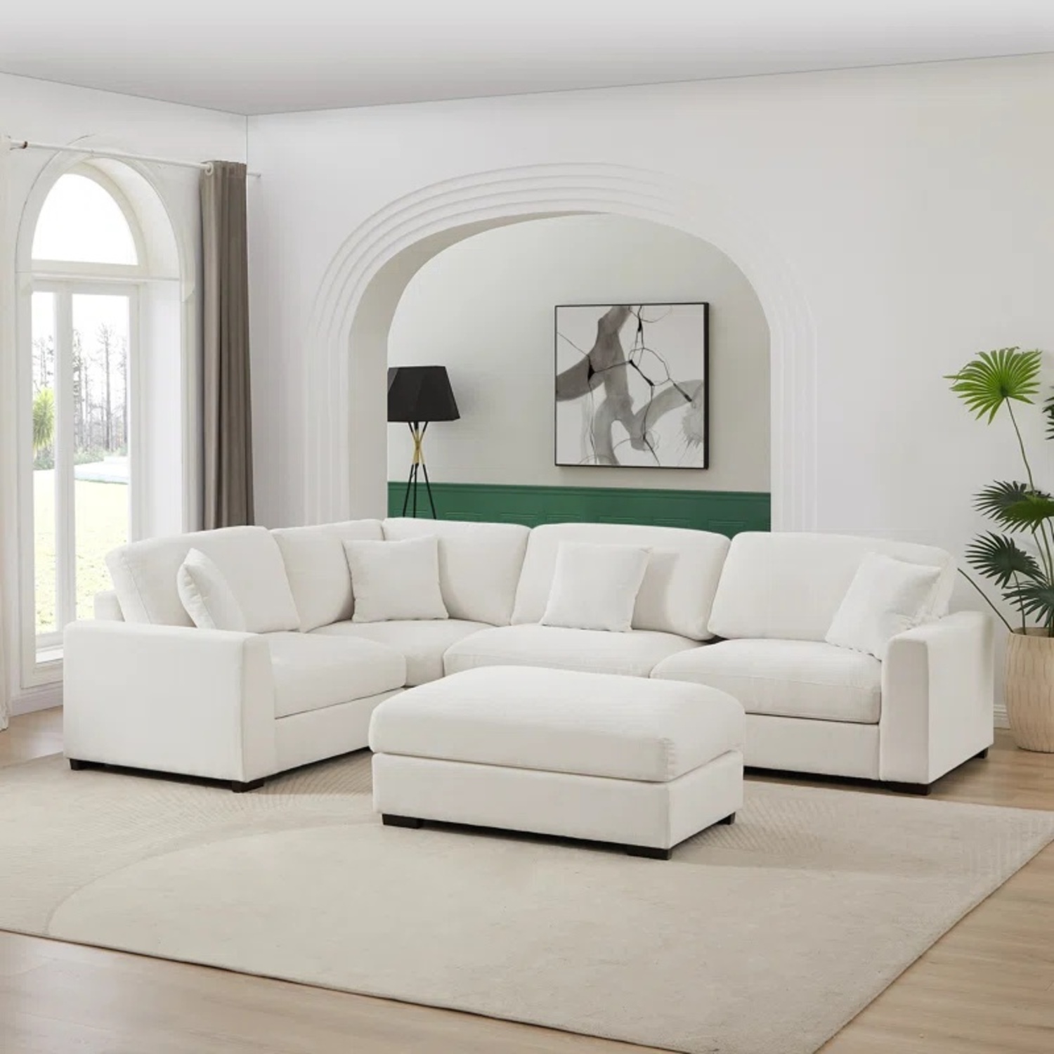 Wayfair Eugenija 4pc Sectional + Ottoman (White) - image-4