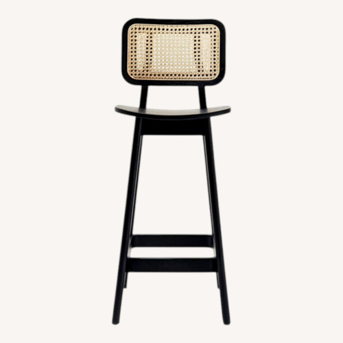 Used Industry West Domino Cane Barstools Black Wood for sale on AptDeco
