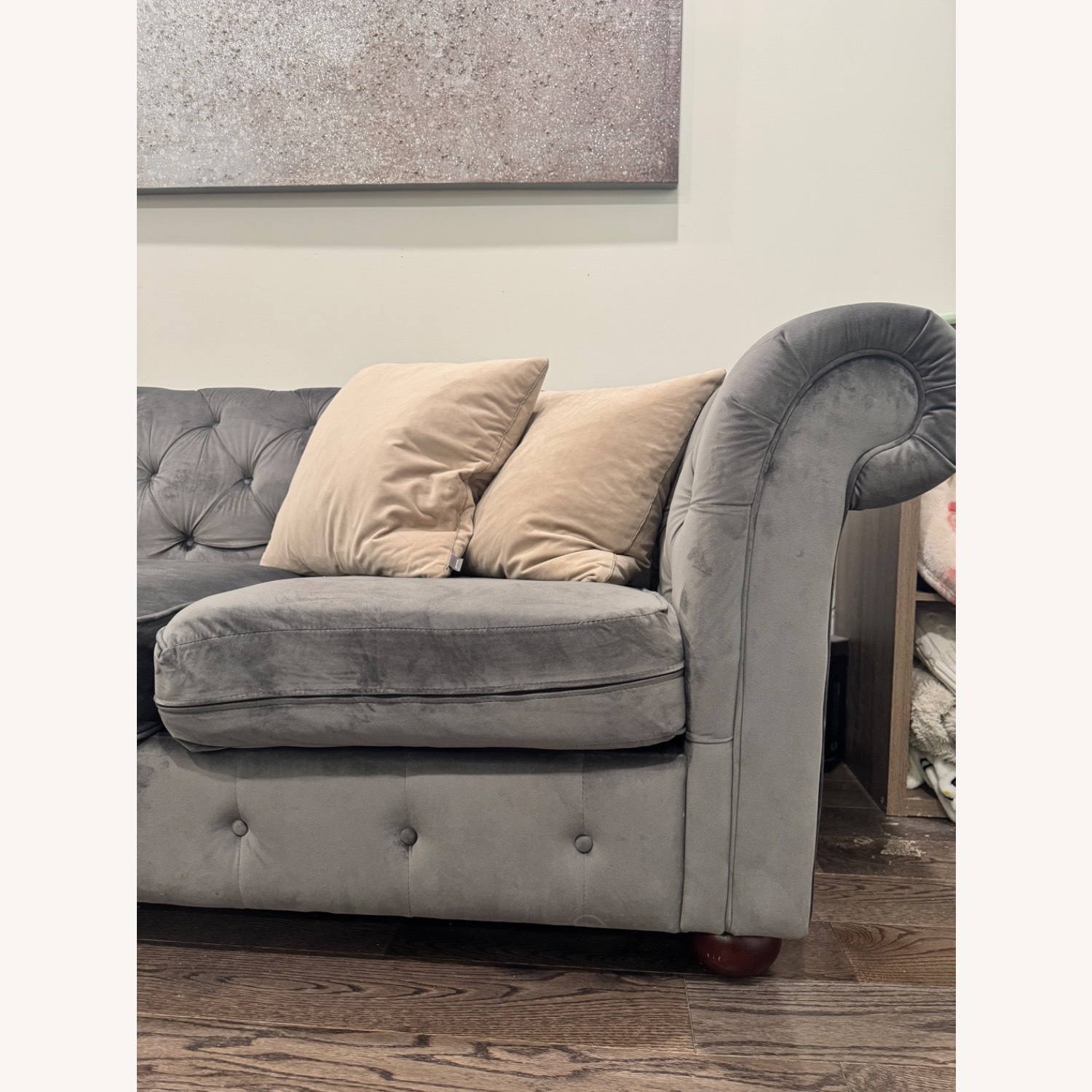 Kelly Clarkson Dark Gray Velvet 3+ Piece Sectional - image-2
