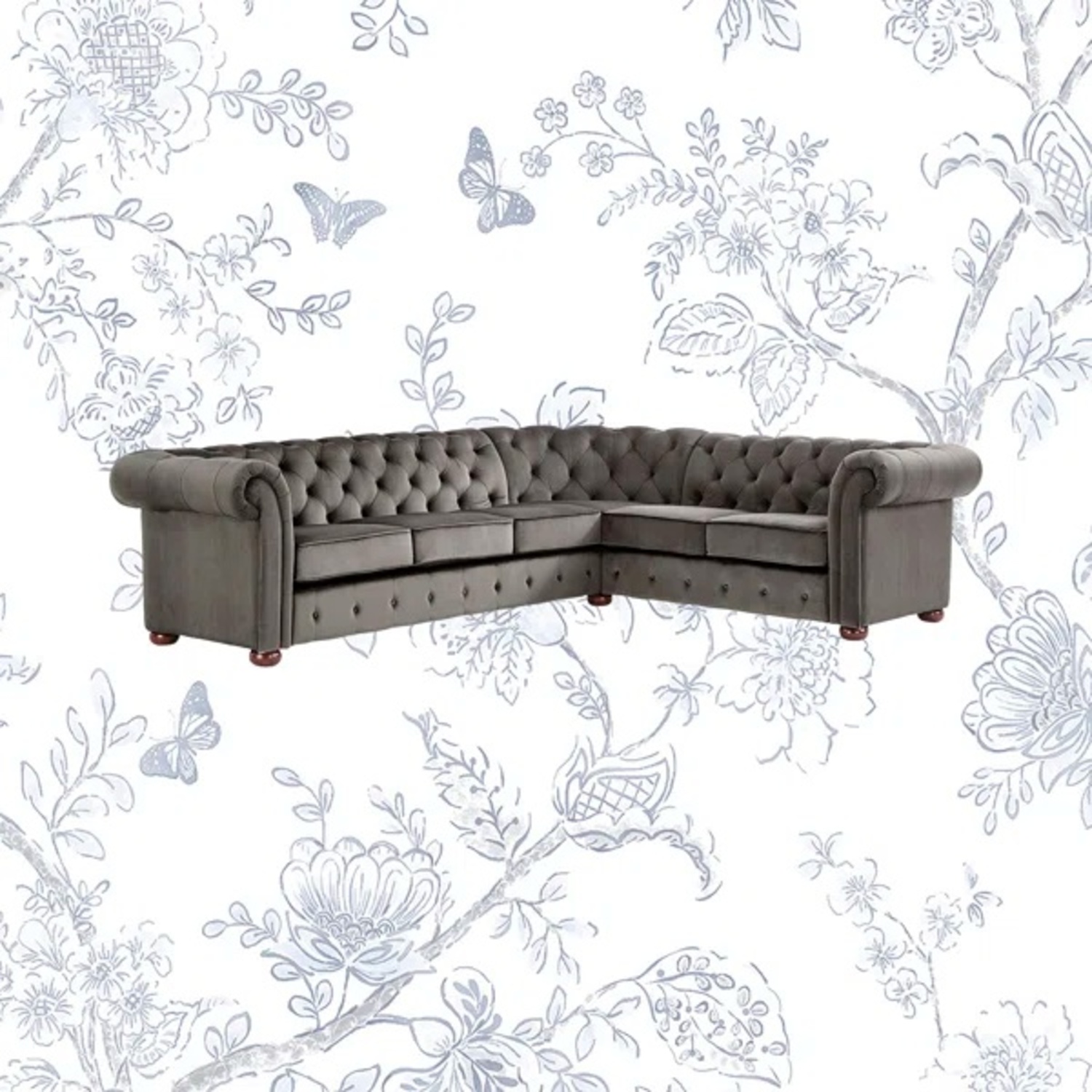 Kelly Clarkson Dark Gray Velvet 3+ Piece Sectional - image-9