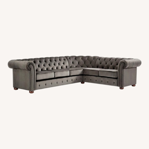 Used Kelly Clarkson Dark Gray Velvet 3+ Piece Sectional for sale on AptDeco