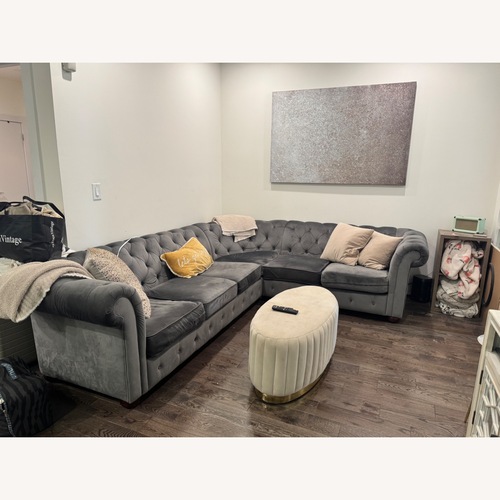 Used Kelly Clarkson Dark Gray Velvet 3+ Piece Sectional for sale on AptDeco