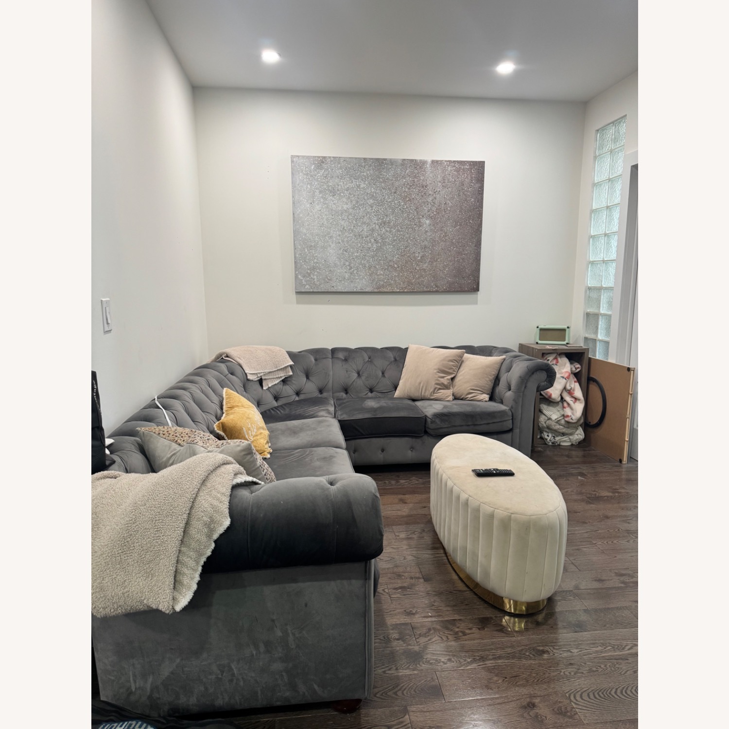 Kelly Clarkson Dark Gray Velvet 3+ Piece Sectional - image-8