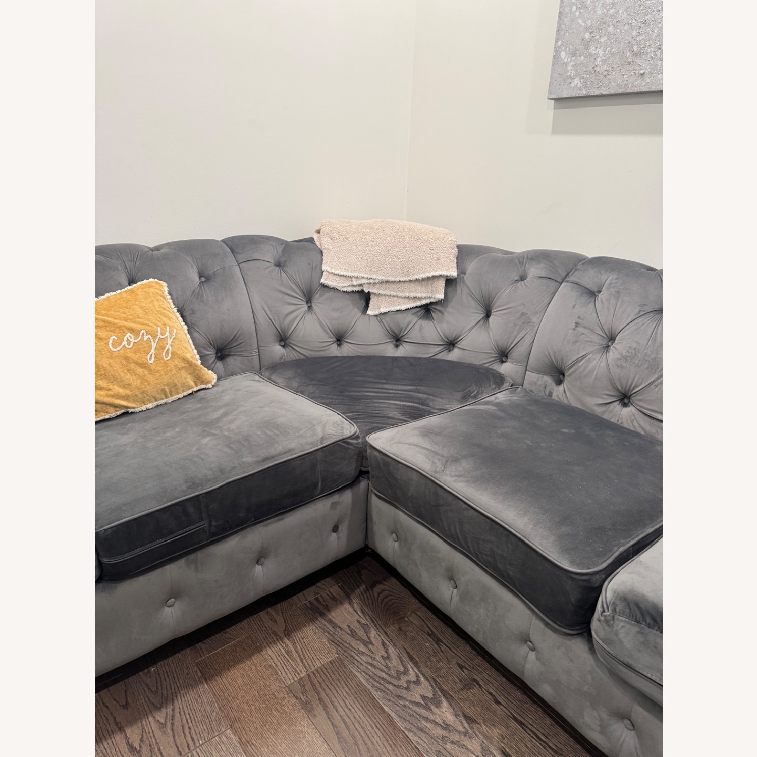 Kelly Clarkson Dark Gray Velvet 3+ Piece Sectional - image-3