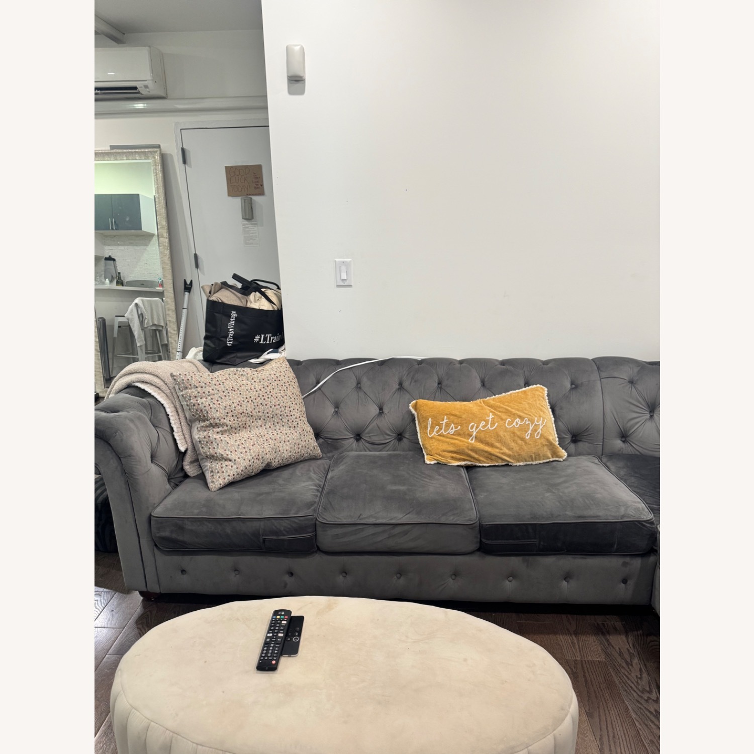 Kelly Clarkson Dark Gray Velvet 3+ Piece Sectional - image-4