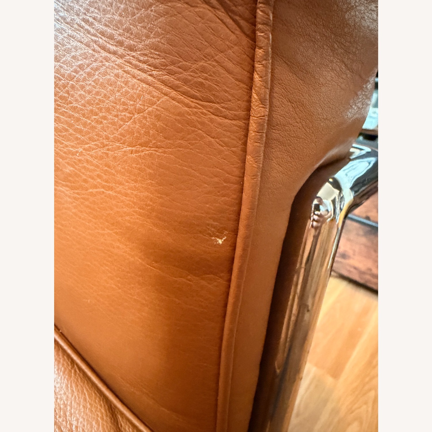 LC2 Style Italian Leather Chrome Chair - image-5