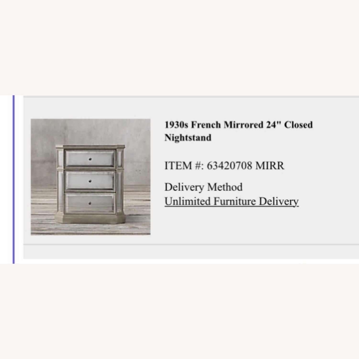 Restoration Hardware 1930's French Mirrored 24" Closed Nightstand - image-1