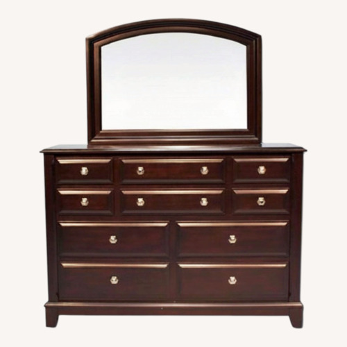 Used Ridgley Dark Brown Wood Dresser With Mirror for sale on AptDeco