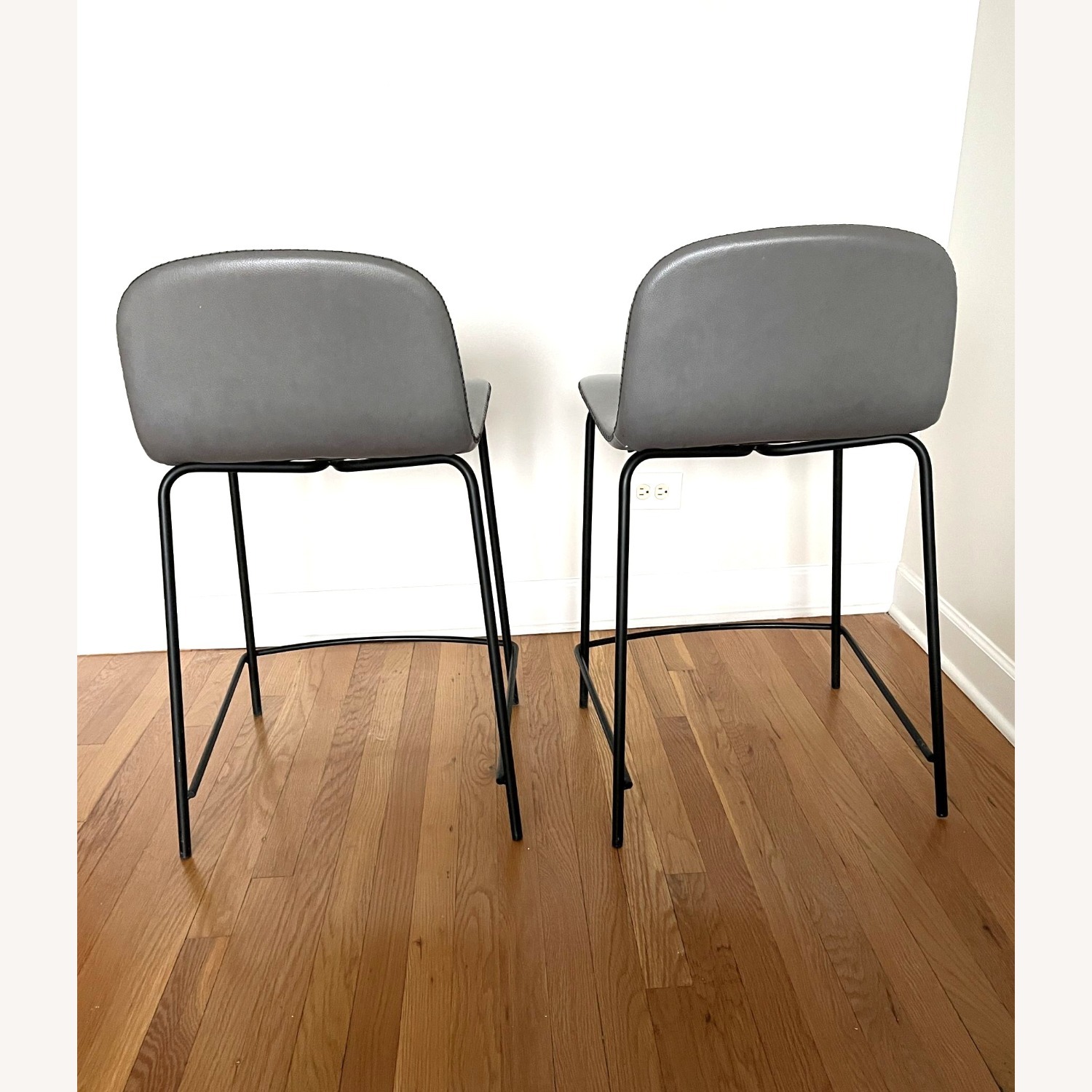 CB2 Primitivo Light Gray Leather Dining Chairs - image-4