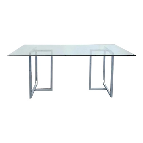 Used CB2 Silverado Chrome 72” Glass Table  for sale on AptDeco