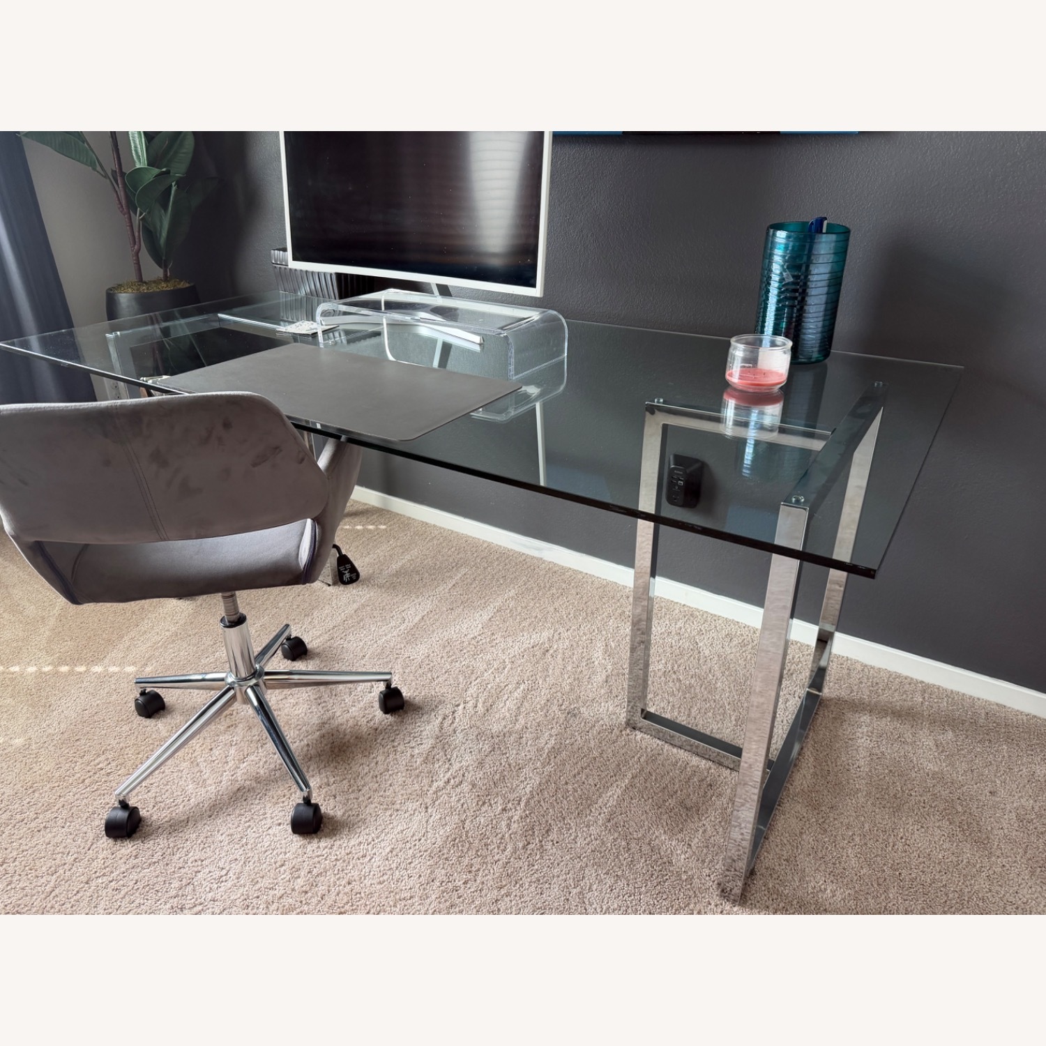 CB2 Silverado Chrome 72” Glass Table  - image-5