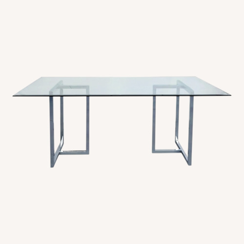 Used CB2 Silverado Chrome 72” Glass Table  for sale on AptDeco
