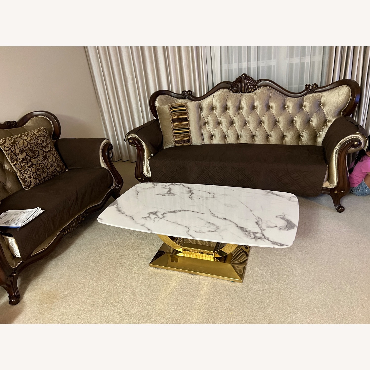 White Marble Coffee Table  - image-1