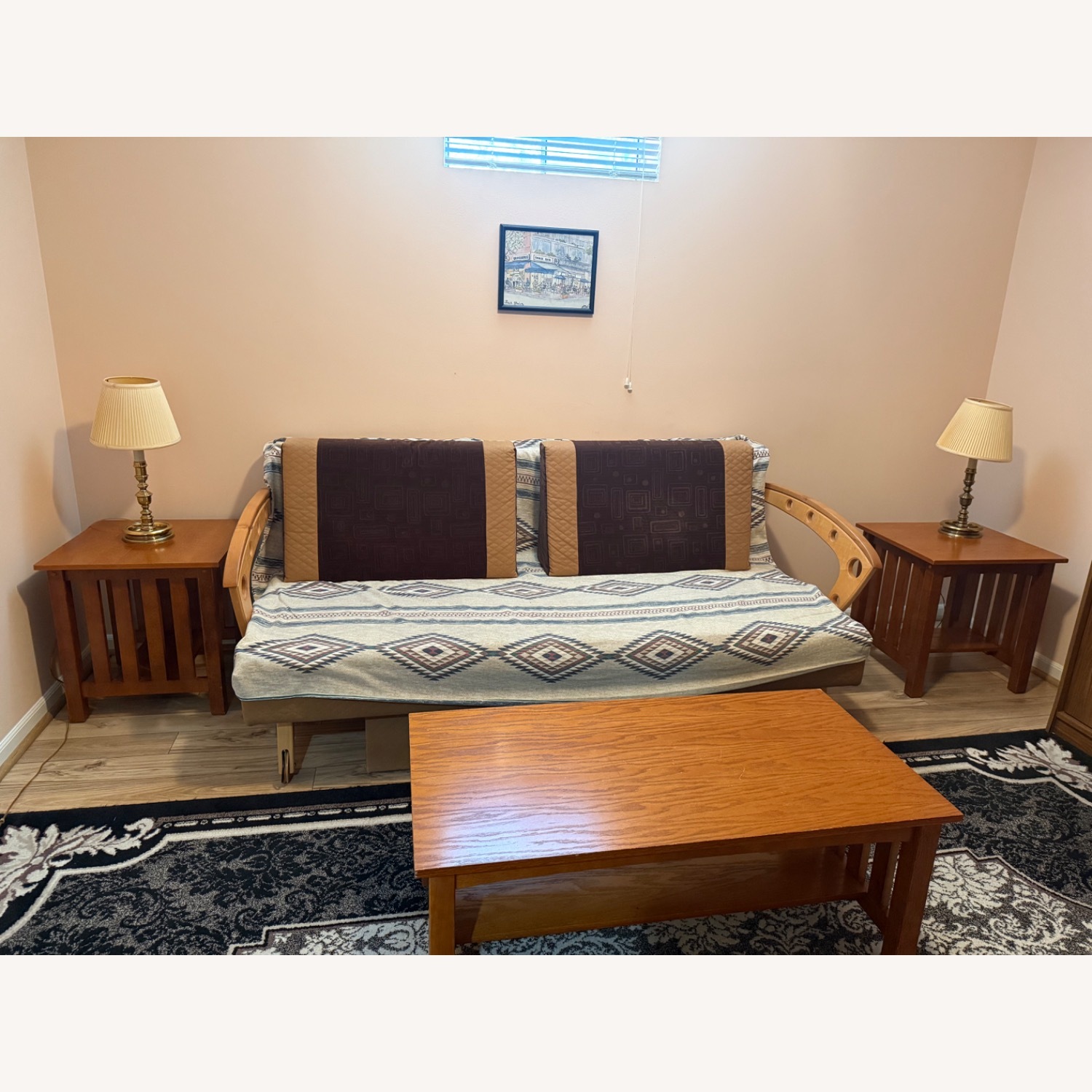 Vintage/Antique Finds Natural Fabric Futon - image-3