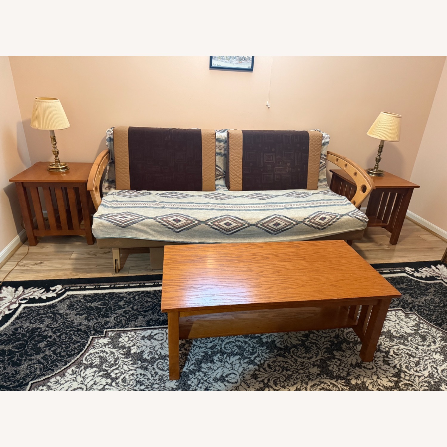Vintage/Antique Finds Natural Fabric Futon - image-1