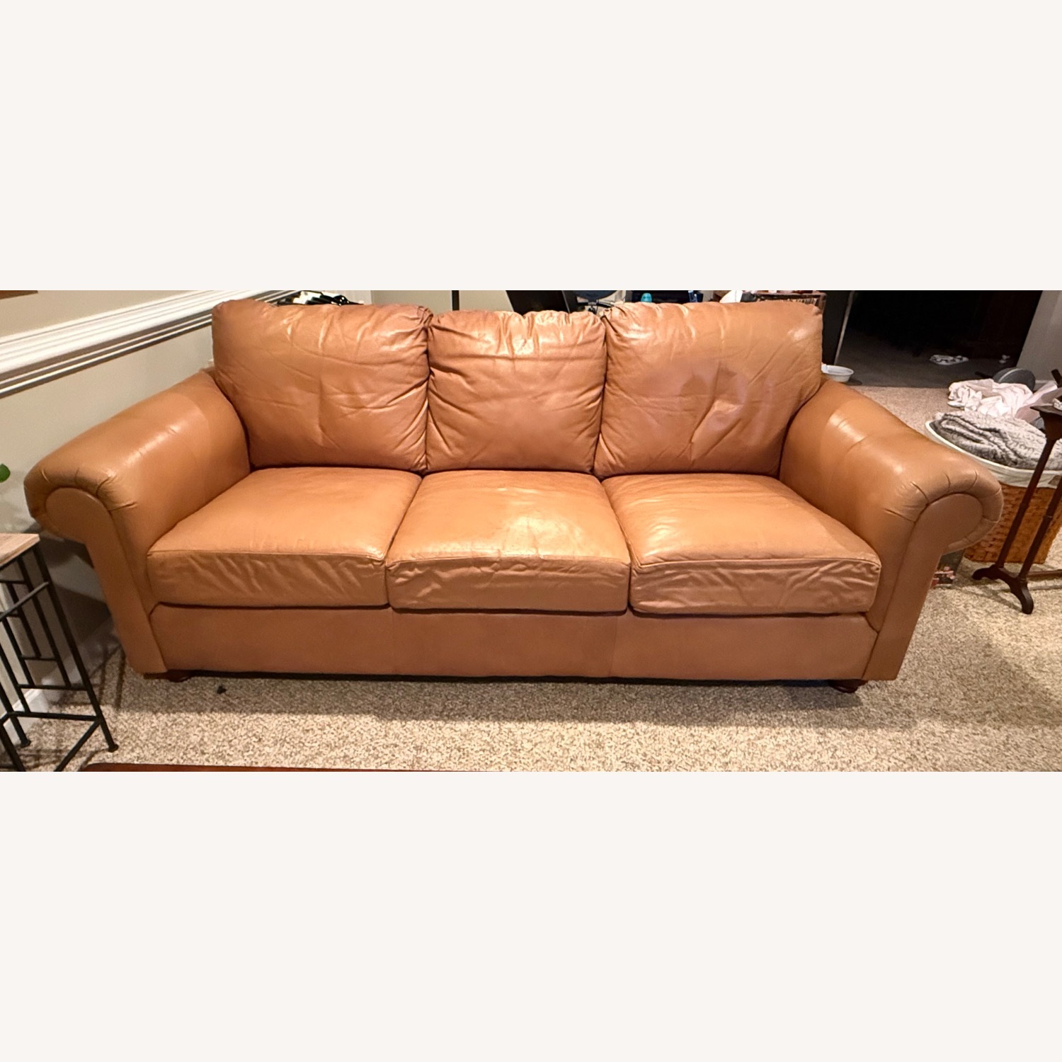 Light Brown Leather 3+ Seater Sofa - image-1