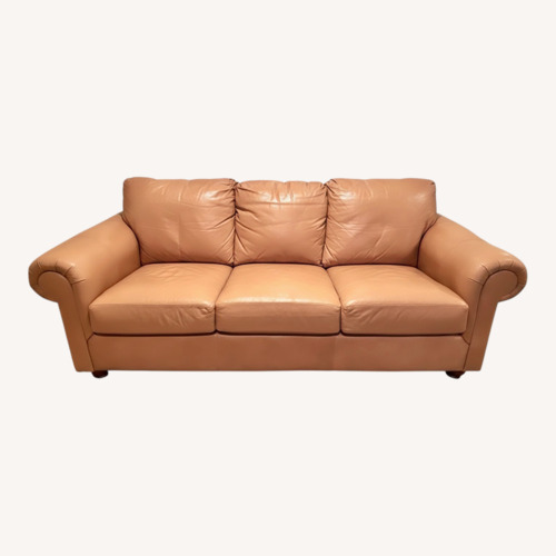 Used Light Brown Leather 3+ Seater Sofa for sale on AptDeco