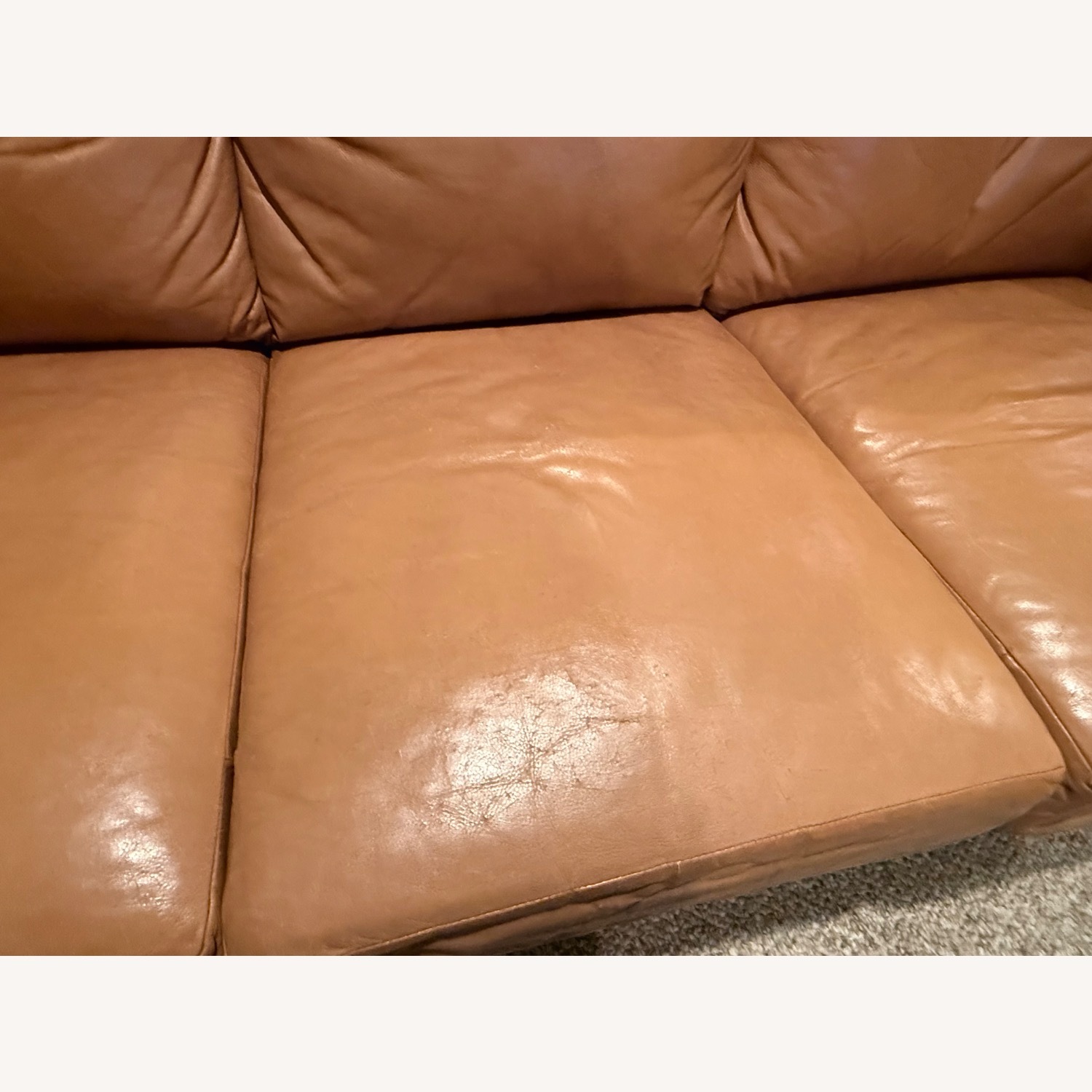 Light Brown Leather 3+ Seater Sofa - image-3