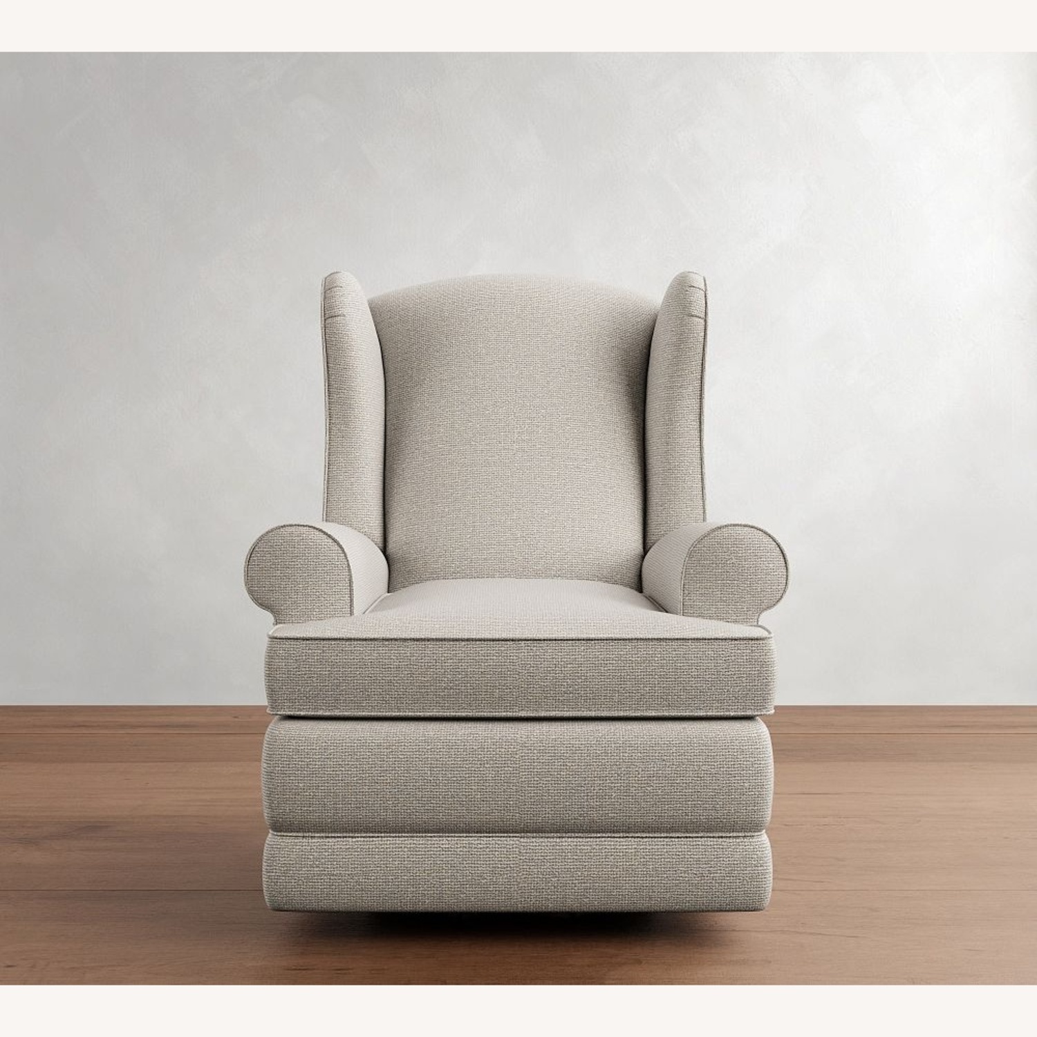 Pottery Barn Wingback Light Gray Fabric Nursing Chair - image-6