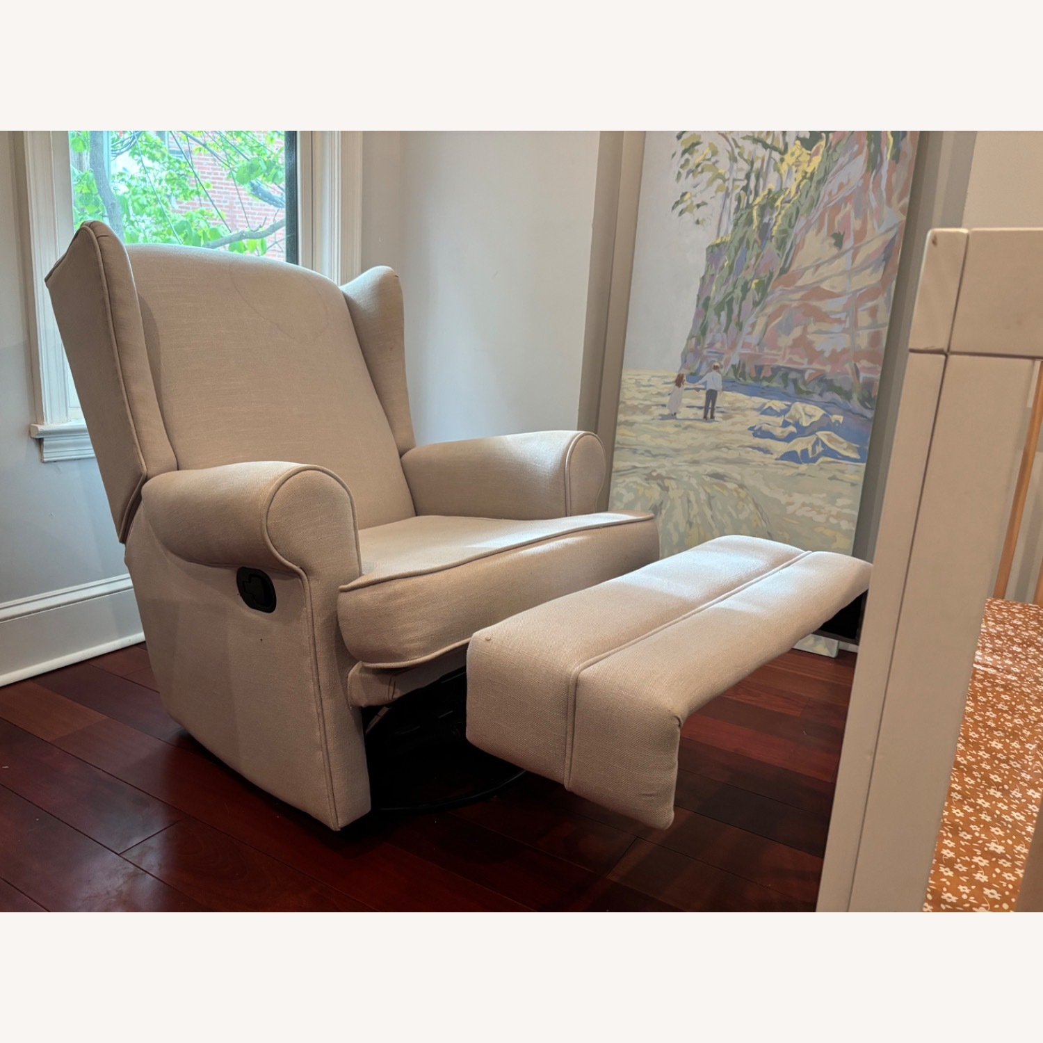 Pottery Barn Wingback Light Gray Fabric Nursing Chair - image-2