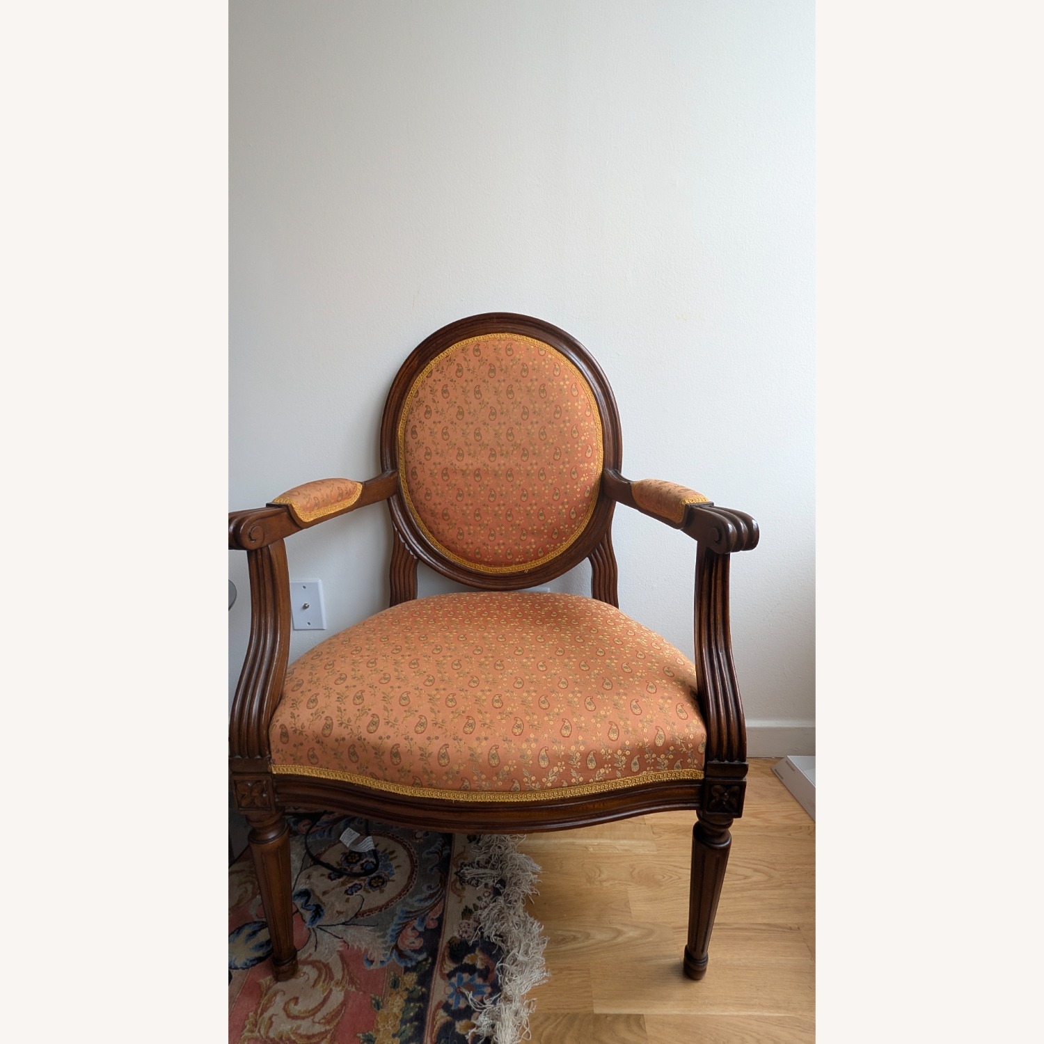 Vintage Louis XV Style Oval Back Armchair - image-1
