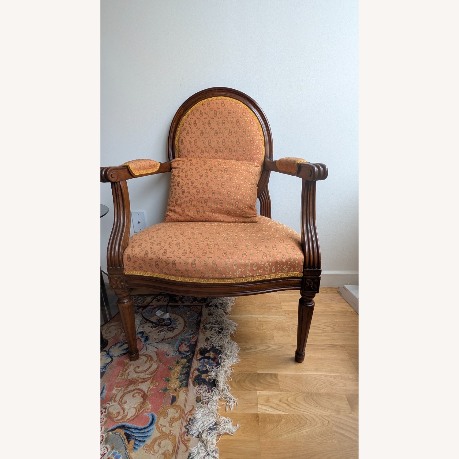 Vintage Louis XV Style Oval Back Armchair - image-2