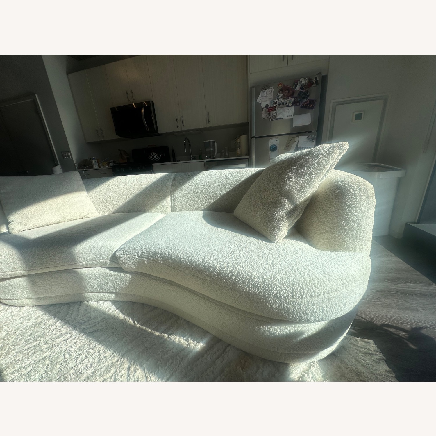 Macy's White Fabric 3 Seater Sofa - image-3