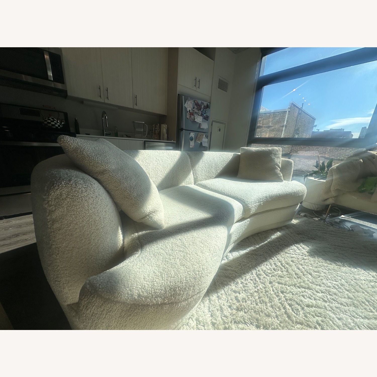 Macy's White Fabric 3 Seater Sofa - image-2