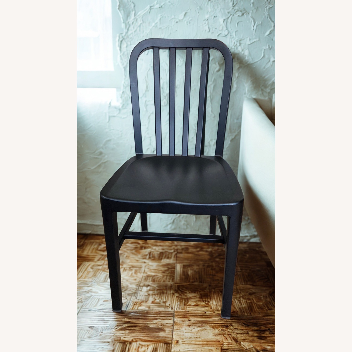 Crate & Barrel Black Aluminum Delta Matte Dining Chairs, Set of 6 - image-1