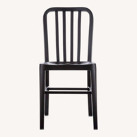 Crate & Barrel Black Aluminum Delta Matte Dining Chairs, Set of 6