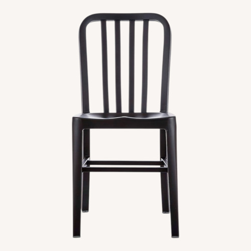 Used Crate & Barrel Black Aluminum Delta Matte Dining Chairs, Set of 6 for sale on AptDeco
