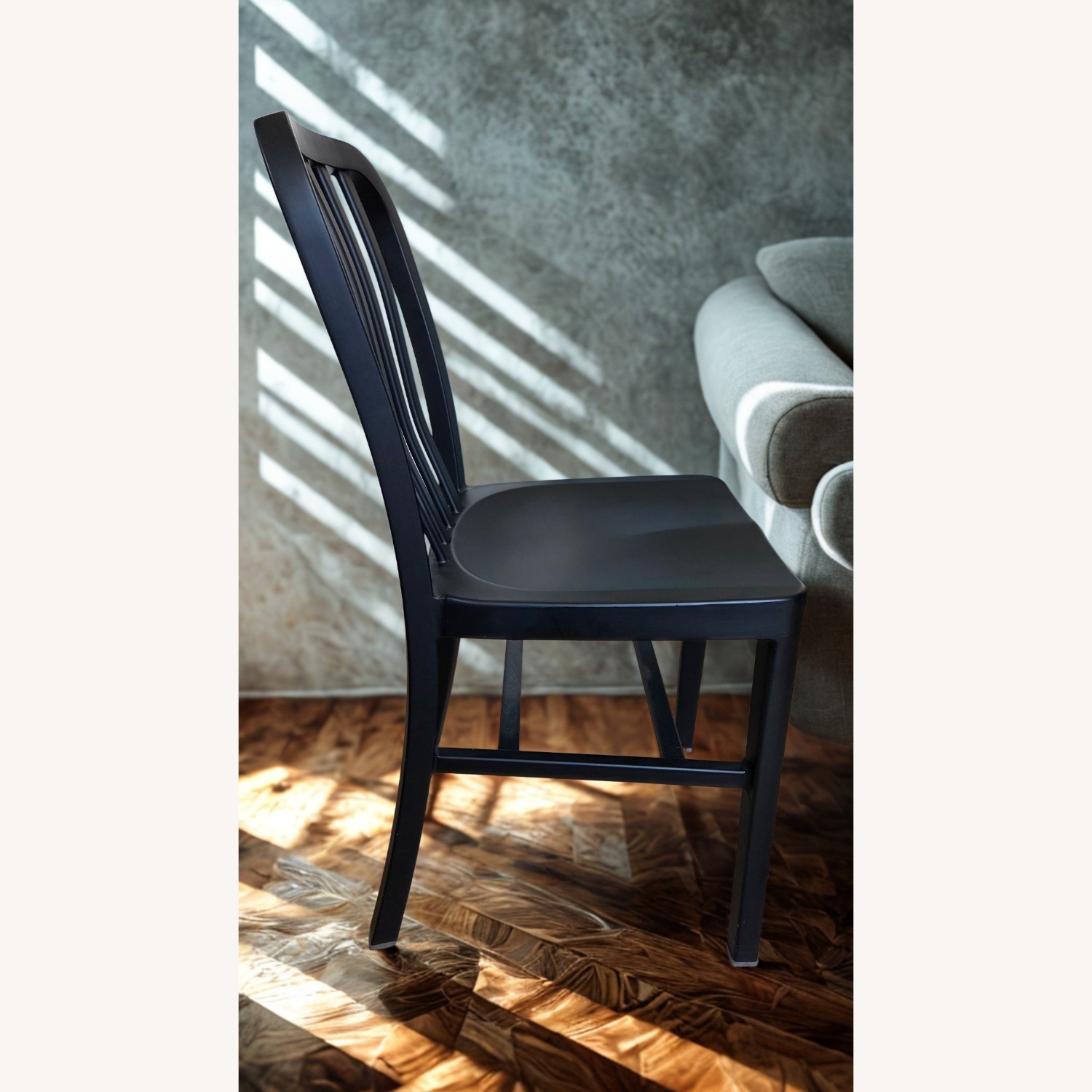 Crate & Barrel Black Aluminum Delta Matte Dining Chairs, Set of 6 - image-2