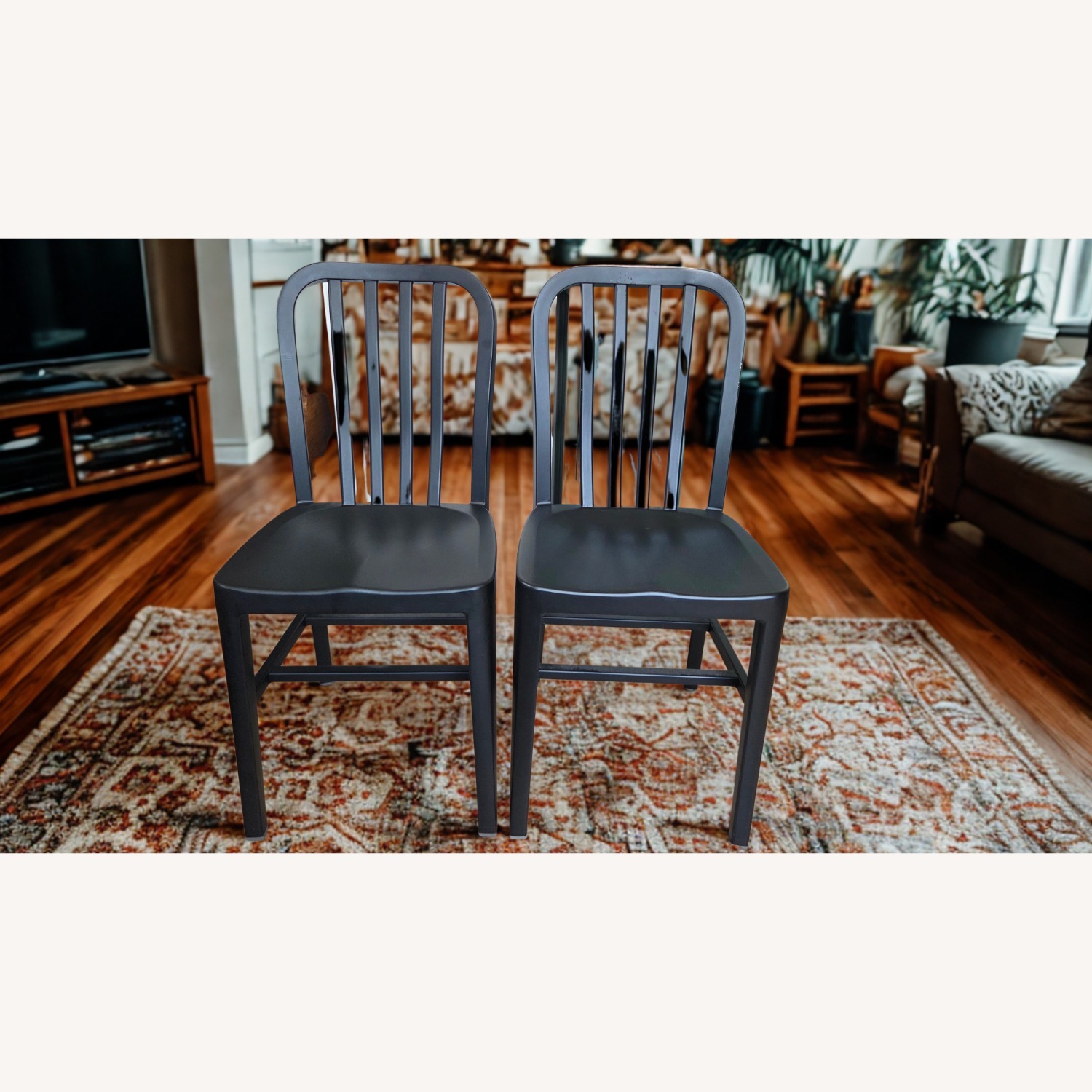 Crate & Barrel Black Aluminum Delta Matte Dining Chairs, Set of 6 - image-3