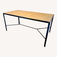 Marble Dining Table w Industrial Metal Base