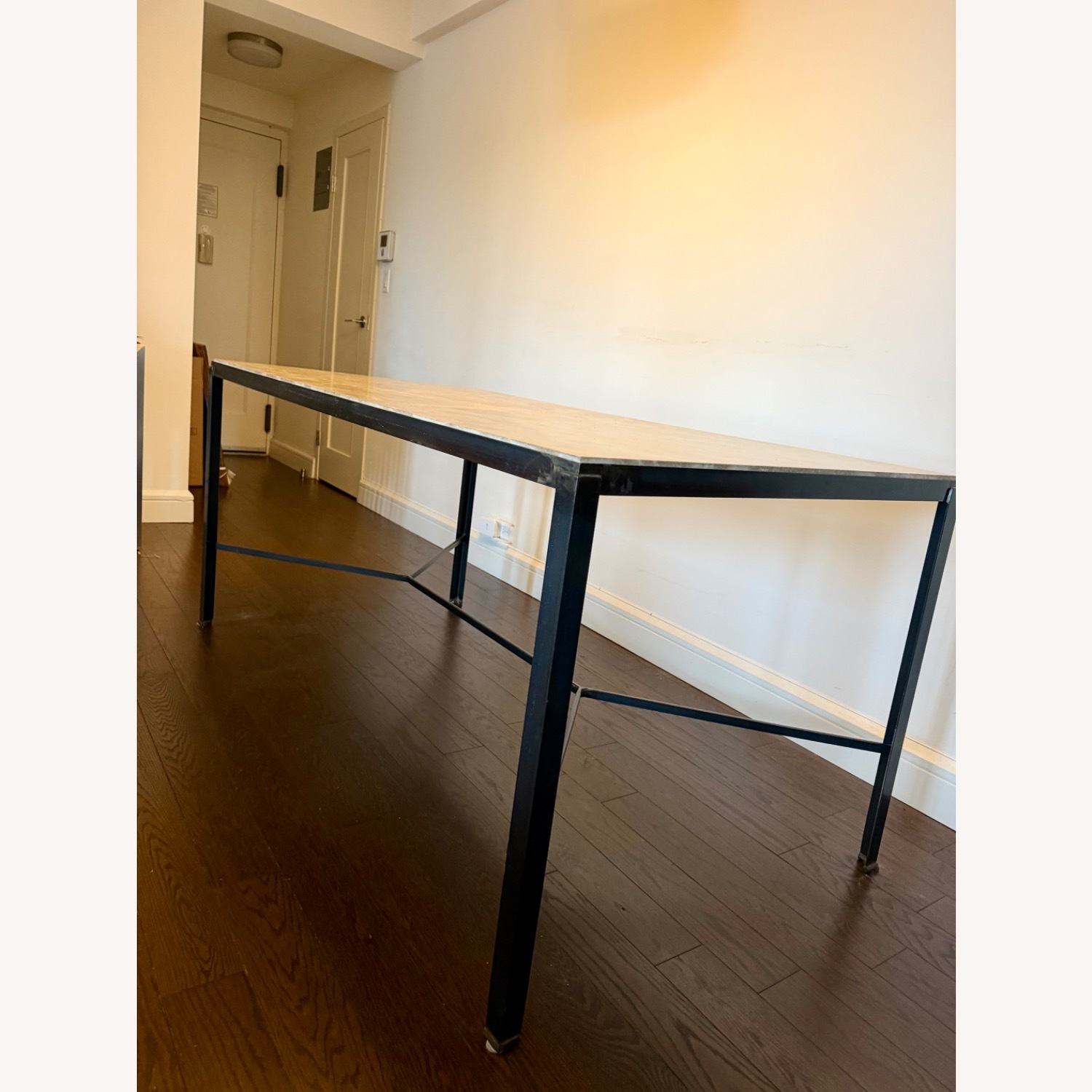 Marble Dining Table w Industrial Metal Base - image-2