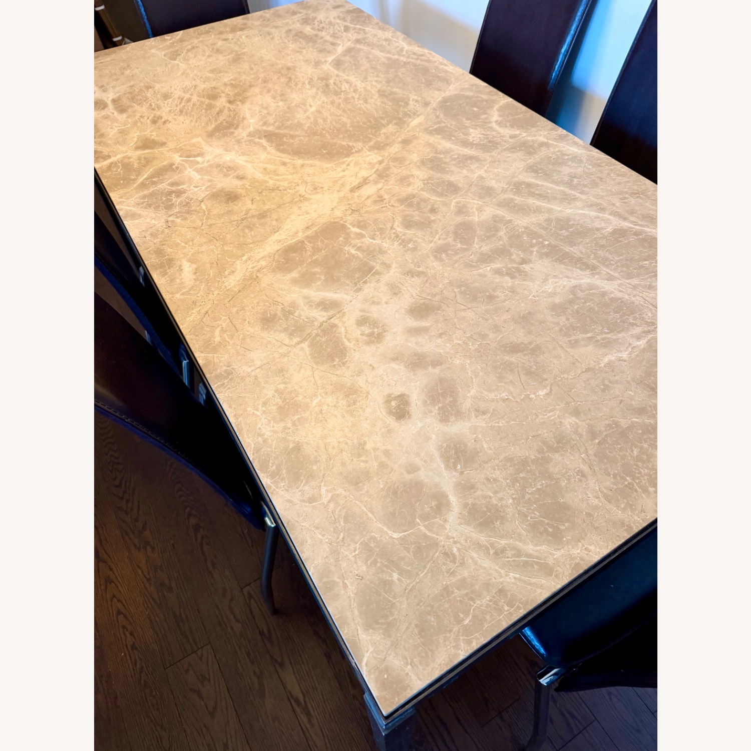 Marble Dining Table w Industrial Metal Base - image-5