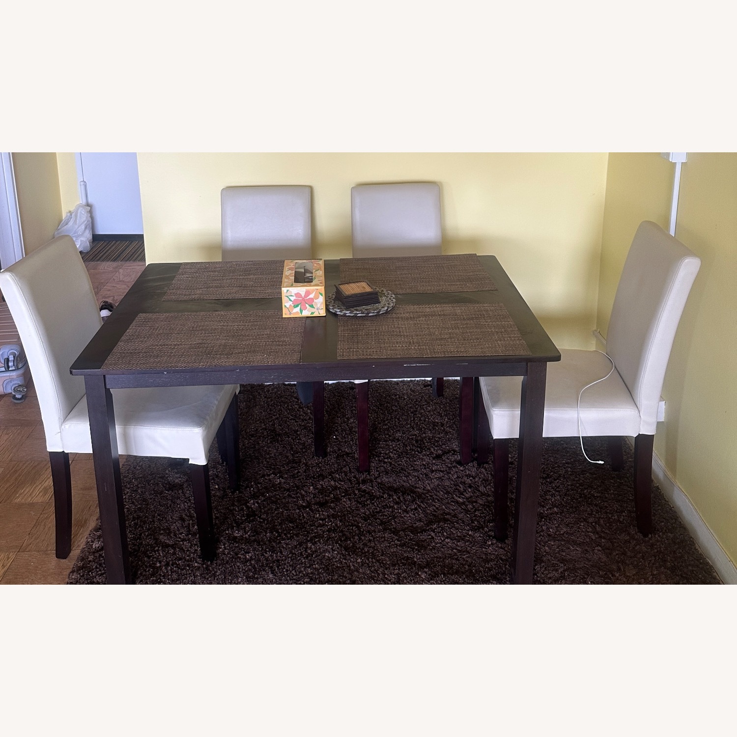 Dark Brown Wood Dining Set - image-1