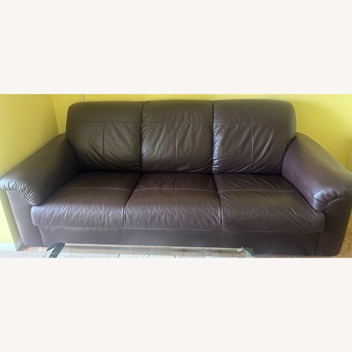 Used IKEA TIMSFORS Dark Brown Leather 3+ Seater Sofa for sale on AptDeco