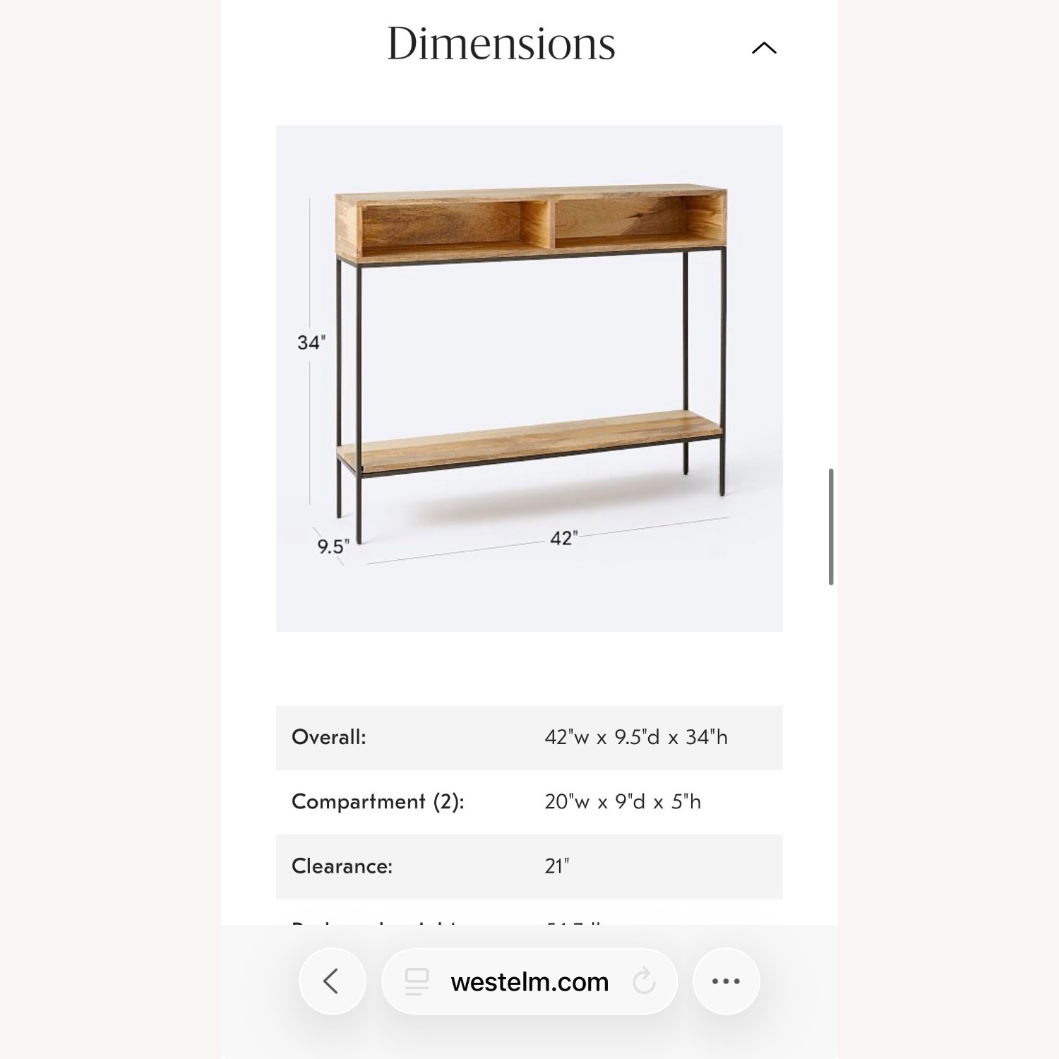 West Elm Skinny Console Industrial Storage - image-4